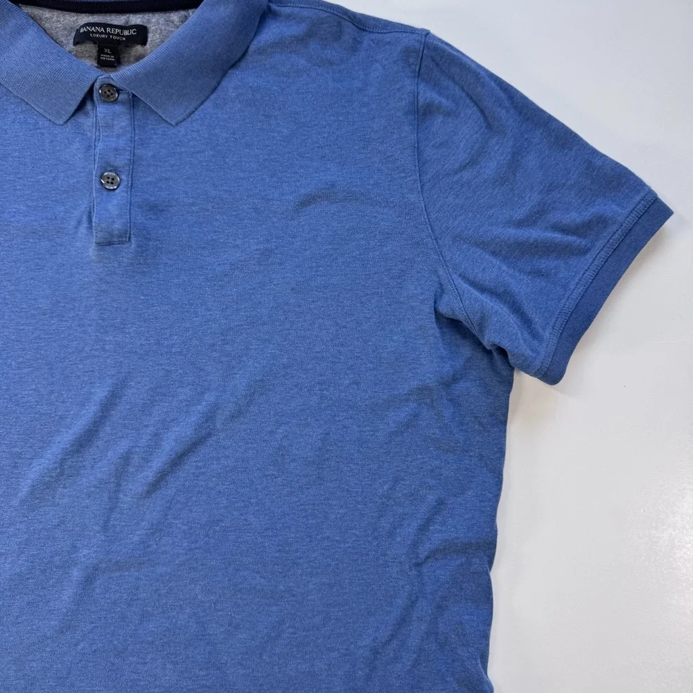 BANANA REPUBLIC Luxury Touch Performance Polo Short Sleeve Shirt Blue Mens XL